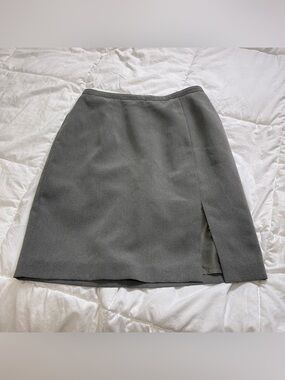 Isaac Hazan Grey Straight Pencil Skirt with Slit